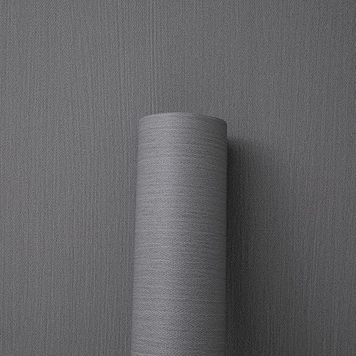 24"x393" Dark Gray Fabric Peel and Stick Linen Textured Wallpaper - color: Dark Gray