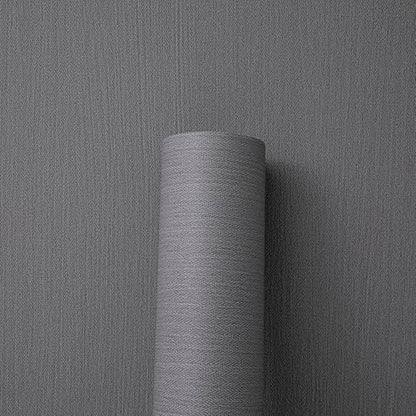 24"x393" Dark Gray Fabric Peel and Stick Linen Textured Wallpaper - color: Dark Gray