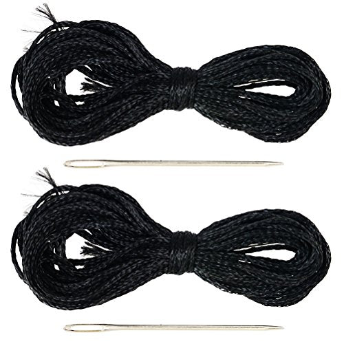 BELINOUS 2 Set Heavy Dudty Thread and Hand Needles (Black) - color: Black