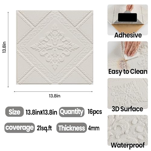 Ceiling Tiles 13.8x13.8 inch, 16 Pcs Ceiling Tiles - color: Geometric, size: 16pcs