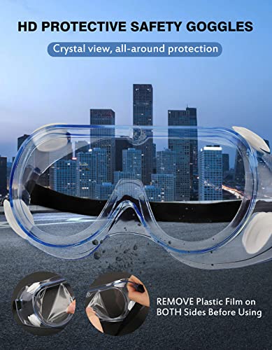 MELASA Safety Goggles ANSI Z87.1 Anti-Fog Protective Lab Goggles Chemistry - color: Clear - 2 Pcs