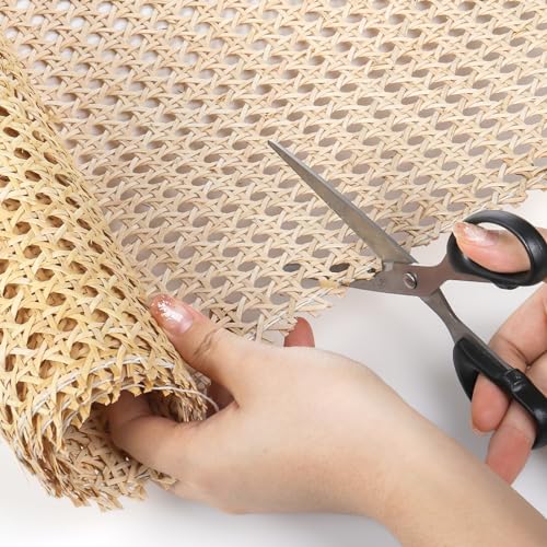 Yarlung 14 Inch x 3.3 Feet Cane Webbing, Natural Rattan Webbing Roll for Caning Material Projects, Woven Open Mesh Cane Sheet for Chair, Cabinet, Furniture, DIY Crafts