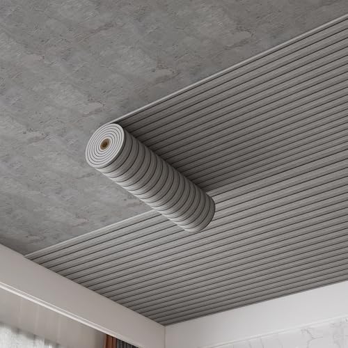 Gray Peel and Stick Slat Wall Panels,Wood Grain Paneling 118"x15.75" - color: Gray
