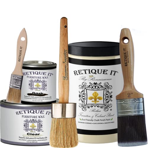 Retique It Chalk Furniture Paint by Renaissance DIY, Wax Kit, 21 Gypsum, 32 Ounces - color: 21 Gypsum
