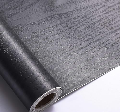 Arthome Peel and Stick Wallpaper - Black Wood Contact - Black Wallpaper - Self-Adhesive & Removable Wall Paper for Countertop Furniture Kitchen, Countertop Contact Paper, Easy to Clean, (17"x393") - color: Black Wood, size: 16.5" x 393"