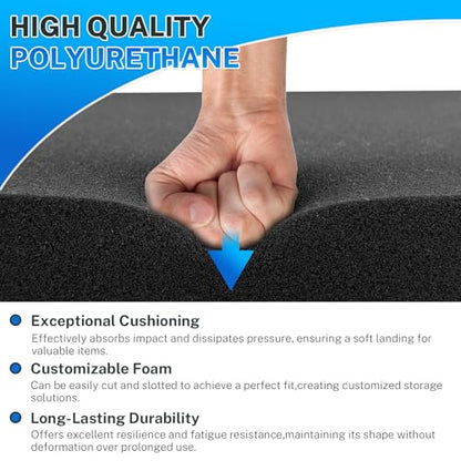 Polyurethane Foam Padding, 4 PCS 16 x 12 x 0.5 Inch Black Soft Cuttable Packing Foam Inserts for Cases, Furniture, Automotive and Packaging - color: Black, size: 16x12x0.5 4P