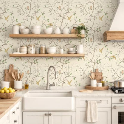 CiCiwind Vintage Peel and Stick Wallpaper Bird Wallpaper 17.3''x78.7'' - size: 17.3" x 78"