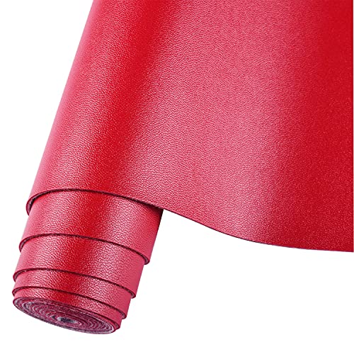 HGUAN Smooth Solid Color Maroon Red Faux Leather 12"X53"(30cmX135cm),Faux Leather Sheets Roll Very Suitable for Making Crafts, Leather Earrings, Bows,Sewing (Maroon Red) - color: Maroon Red