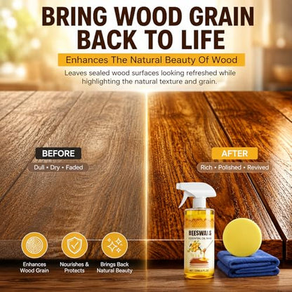 Beeswax Wood Polish, Bees Wax Furniture Polish and Cleaner, Beeswax Spray for Furniture & Floors,Wood Polish Cleaner,Restores Shine,Multi-Purpose Natural Micro-Molecularized Beeswaxs Essential Oil Wax - color: 1 PACK