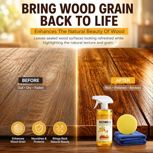 2PACK Beeswax Wood Polish, Bees Wax Furniture Polish and Cleaner, Beeswax Spray for Furniture & Floors, Wood Polish Cleaner, Restores Shine, Multi-Purpose Natural Beeswaxs Essential Oil Wax - color: 2 PACK