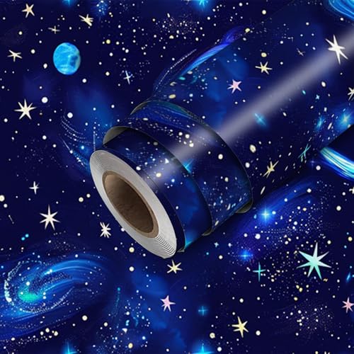 HOMETITUTE Star Galaxy Peel and Stick Wallpaper 118.1x17.7 Inch Vinyl - color: Space Galaxy