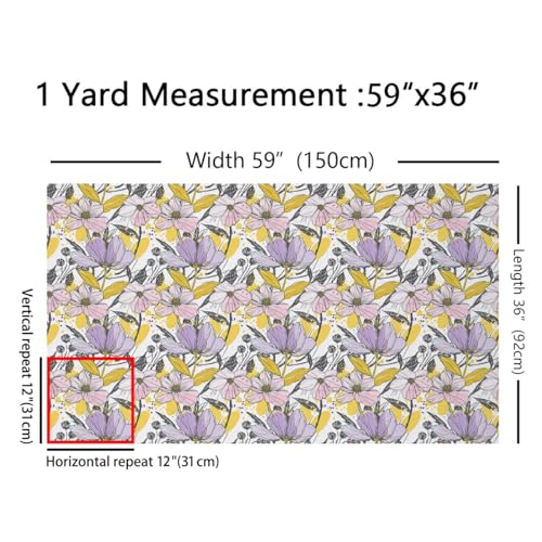 Feelyou Flower Botanical Fabric By The Yard Soft - color: Multi 19, size: 1 Yard