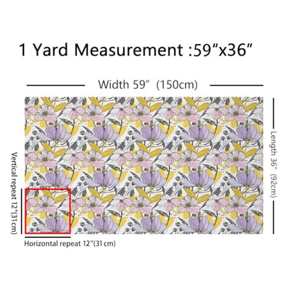 Feelyou Flower Botanical Fabric By The Yard Soft - color: Multi 19, size: 1 Yard