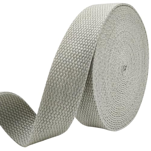 1 inch Cotton Webbing 5 Yards, Soft & Sturdy for Bag Handles - color: Gray 524