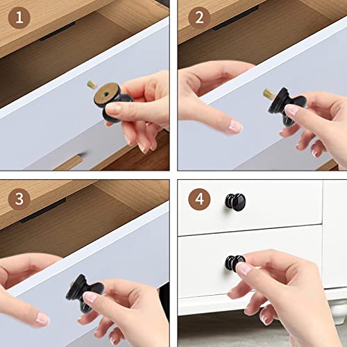 12Pcs Black Wood Dresser Knobs, Mushroom Shape - color: Black & 1 Inch