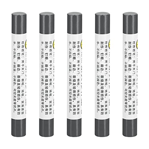 uxcell Furniture Repair Crayons, 5Pcs - Wood Wax Filler Stick, Furniture Markers Touch Up - for Scratches Holes Tables Desks Wooden Floors Cover Ups, Iron Grey - color: Iron Grey