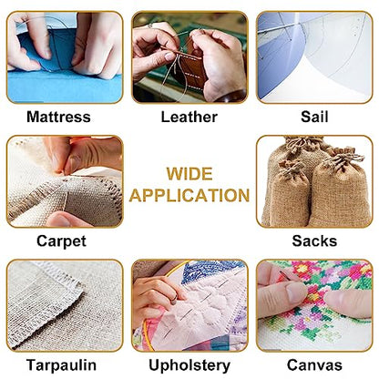 Heavy Duty Hand Sewing Needles Kit, 14 PCS with 10 Leather & 4 Curved Needles for Home Upholstery, Carpet Canvas Repair - color: 14PCS&7SIZE