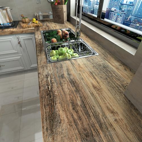 3yecao 16"×591" Large Size Thick Brown/Grey Wood Wallpaper Peel and Stick - color: Brown, size: 16" x 591"