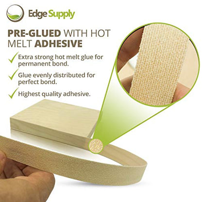 Edge Supply Birch 1" x 250' Roll of Plywood Edge Banding, Preglued Real Wood Veneer Edging, Flexible Veneer Edging, Easy Application Iron on Edge Banding for Restoration, Made in USA - size: 1" x 250'