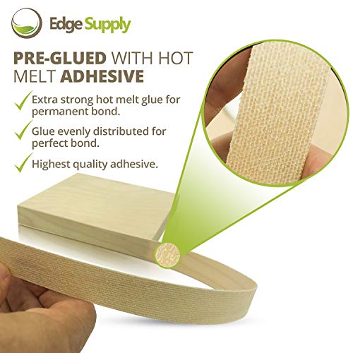 Edge Supply Birch Preglued 1 1/2" X 50' Roll, Wood Veneer Edge Banding, Flexible Wood Tape, Easy Application Iron On with Hot Melt Adhesive. Smooth Sanded Finish. High Quality. Made in USA.