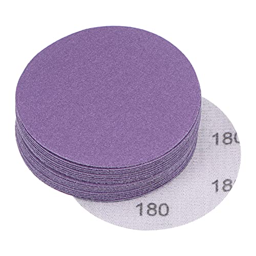 uxcell 20Pcs 3-Inch Purple Sanding Discs 180 Grits Hook and Loop Professional Aluminum Oxide Sand Paper Wet Dry Polish for Wood Metal Paint Finishing - style: 180 Grit