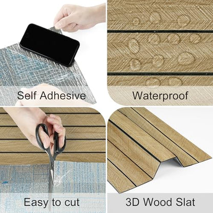 Brown Wood Wall Panels Self Adhesive 3D Peel and Stick Wood Panels - color: Dark Walnut