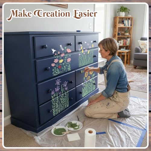 9 Pcs Large Wildflower Wall Stencils for Painting 11x14.5 Inch - style: Wildflower