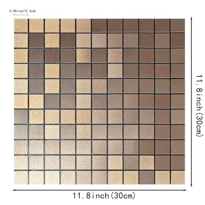 10pcs Waterproof Mosaic Wall Stickers, Coppery - color: Coppery