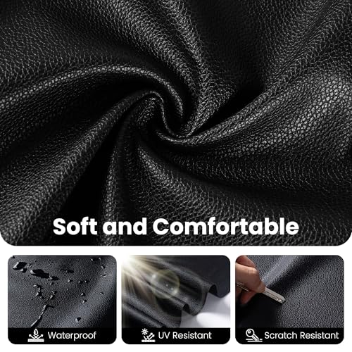 Marine Vinyl Fabric, Upholstery Faux Leather Fabric by The Yard, 1.05mm Lychee Texture Leather Sheets for Sofa Chairs Handbags Hair Bows Earrings Crafts (1 Yard 36''X 54'', Black) - color: Black, size: 1 Yard
