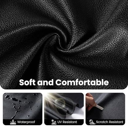 Marine Vinyl Fabric, Upholstery Faux Leather Fabric by The Yard, 1.05mm Lychee Texture Leather Sheets for Sofa Chairs Handbags Hair Bows Earrings Crafts (1 Yard 36''X 54'', Black) - color: Black, size: 1 Yard