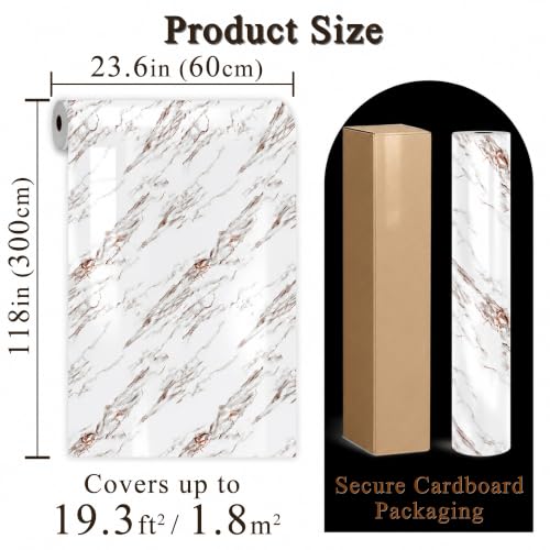 White Brown Marble Peel and Stick Wallpaper, 23.6 x 118 in - color: White Brown Marble, size: 23.6" x 118"