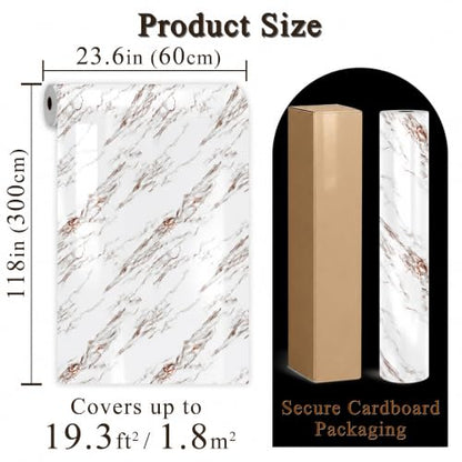 White Brown Marble Peel and Stick Wallpaper, 23.6 x 118 in - color: White Brown Marble, size: 23.6" x 118"