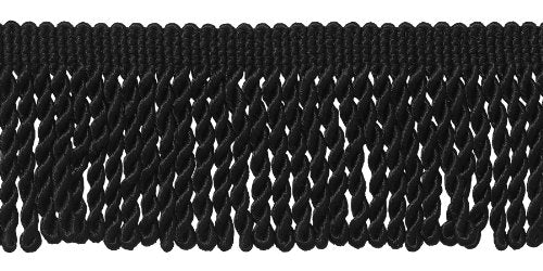 DÉCOPRO 2 1/2" (6cm) Long Bullion Fringe Trim (EF25) Pure Black #K9 (Jet Black) 10 Yard Value Pack (9.5m/30 ft) - color: Pure Black (Color# K9), size: 10 Yards (30 ft|9.5m)