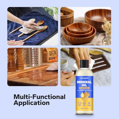 Choppie Mineral Oil (10.14 fl.oz), Food Grade Mineral Oil for Cutting Boards, Butcher Block for Maintaining Wooden & Bamboo Cutting Boards, Prevents Drying & Cracking - size: 10.14 fl.oz