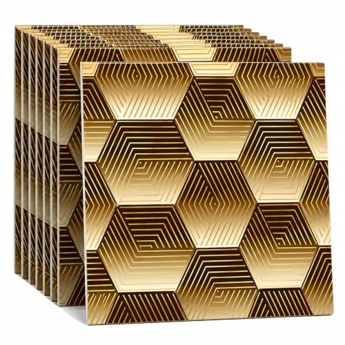 Peel and Stick Kitchen Backsplash Tiles 16PCS – Waterproof Self Adhesive Wall Stickers, Easy DIY Stick On, Heat Resistant Decorative Wall Covering (Art Deco Geometric Hexagon Style) - color: Art Deco Geometric Hexagon Style