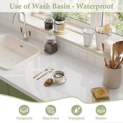 White Contact Paper Glossy Shiny Peel and Stick Wallpaper for Countertops - color: White, size: 23.6" x 216.5"