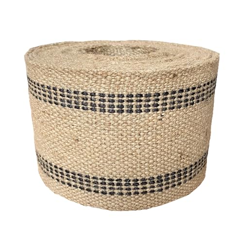 12 yds Black Stripe Jute Webbing for Upholstery and Crafts, 3.5 Inches - color: Black Stripe, size: 12 yards