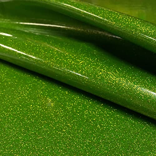 Sparkle Vinyl Fabric, Smooth Glitter Faux Leather Sheets, Shiny Material, Great for Upholstery Bag Making Hair Bows Clips Earrings DIY and Craft Projects - 1 Foot 12"x54" (Kiwi) - color: Kiwi, size: 1 Foot