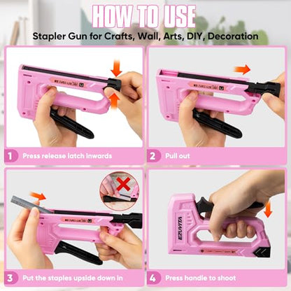 Light Duty Staple Gun for Wood, Pink Upholstery Staple Gun Kit - color: Pink