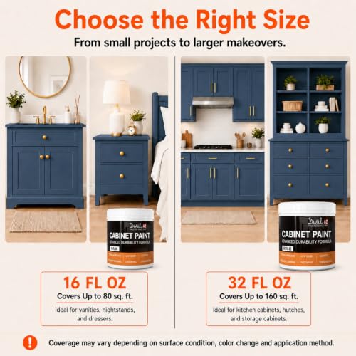 DWIL Cabinet Paint, Water Based Kitchen Cabinet Paint, Furniture Paint, Wood Paint, Low Odor, Fast Drying, Semi-Gloss, 16oz Blue Gray - color: Blue Gray, size: 16 Fl Oz (Pack of 1)
