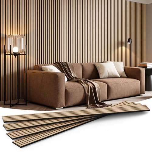 INMOZATA Wood Panels for Wall Acoustic Wood Slat Wall Panels Nature Oak - color: Natural Oak, size: 94.5"x7.9”