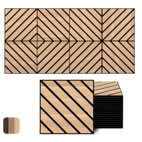 WoveN SounD Acoustic Wall Panels, Natural Oak, 16 Pack, 12x12 in - color: Twill Pattern, Natural Oak, 16 Pack