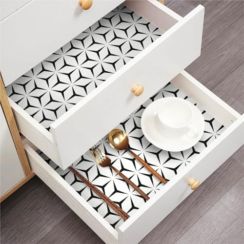 Heroad Wall Paper Peel and Stick Modern Black and White Wallpaper Peel and Stick Boho Geometric Contact Paper for Cabinets and Drawers Renter Friendly Self-Adhesive Removable Waterproof 17.7” x 393” - color: Black/White, size: 17.7" x 393"