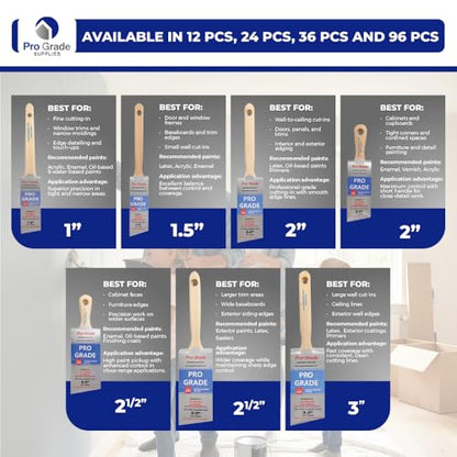 Pro Grade Angle Paint Brushes, Paint Brush Set for Trim & Walls, 10 Pc