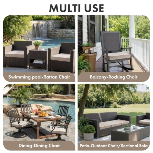 MIULEE Cream White Outdoor Cushions 2 Pack,19x19x3 Inch Waterproof Cushions - color: Cream White, size: 19 x 19 x 3 Inch