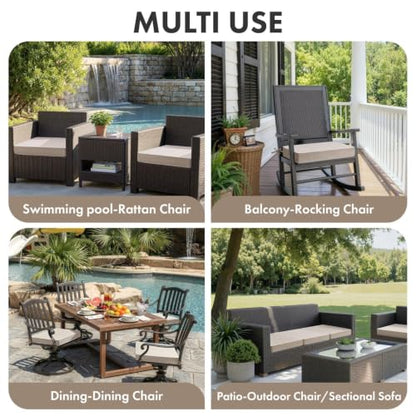 MIULEE Cream White Outdoor Cushions 2 Pack,19x19x3 Inch Waterproof Cushions - color: Cream White, size: 19 x 19 x 3 Inch