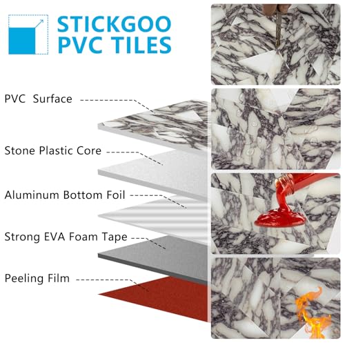 STICKGOO Herringbone Tile Peel and Stick Backsplash for Kitchen&Bathroom - color: Bulgari Purple Marble