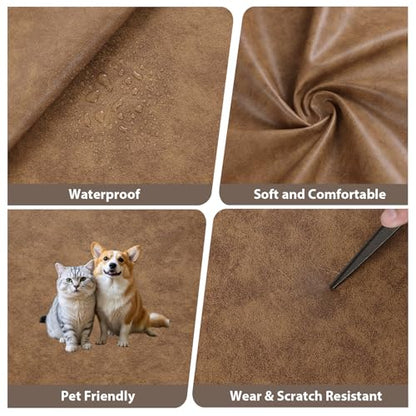 Faux Leather Vinyl Upholstery Fabric by The Yard 1.3mm Thick 55" x 108" - color: Wheat, size: 3 Yards