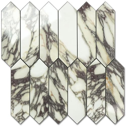 Vamos Tile Glossy Marble Purple Backsplash Tile Peel and Stick, 12.8 x 12.8 Inch 10 Sheets Long Hexagon PVC Self Adhesive Mosaic Wall Tiles Stick on Backsplash for Kitchen and Bathroom - color: Glossy Marble Purple