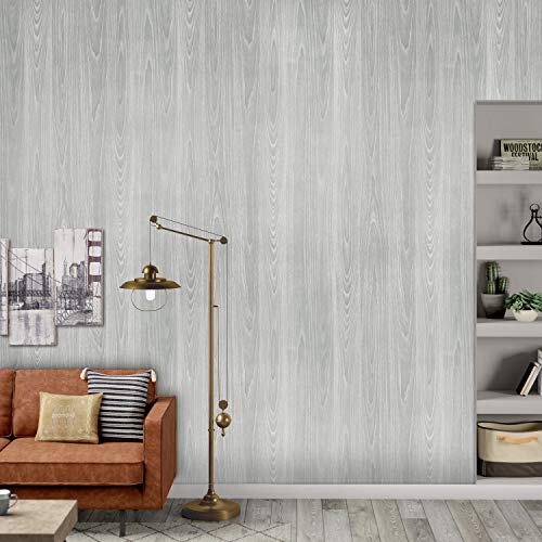 Gray Wood Contact Paper 17.71 x 118 Inch Wood Grain Texture Peel and Stick Wallpaper Adhesive Paper Light Grey Wall Covering Desk Shelf Drawer Liner Cabinets Wardrobe - color: Gray Wood, size: 17.7" x 118"
